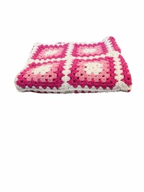 Hand Crafted Crochet Granny Square Afghan Throw Baby Blanket Retro Cottagecore